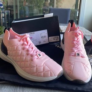 Chanel Pink and Black Sneakers